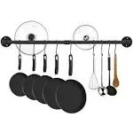 SUJOER 394 inch Pot Rack Wall Mounted with 15 Hooks, Hanging Pot Pan Organizer RACK,UTENSIL Industrial Pipe Hanger,Heavy Duty Cast Iron