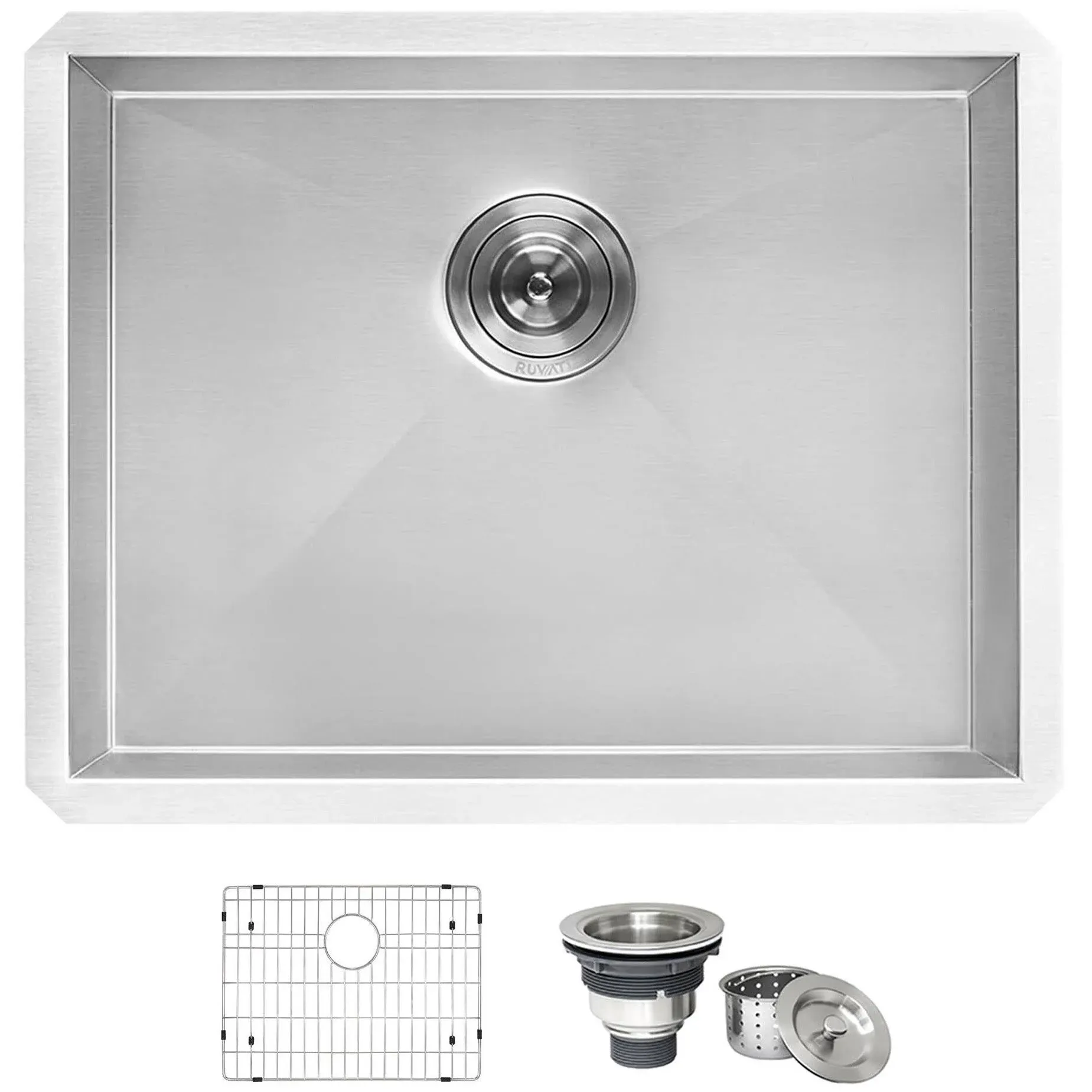 RUVATI RVU6100 FORMA 23 INCH UNDERMOUNT 16 GAUGE LAUNDRY UTILITY KITCHEN SINK - STAINLESS STEEL