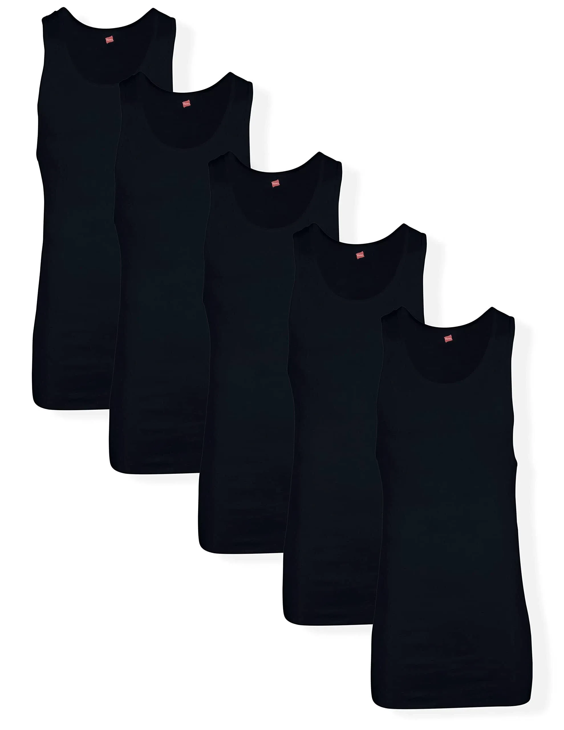 Hanes Men's Tall Man A-Shirt Tank Top, Black, X-Large/Tall (Pack of 5)