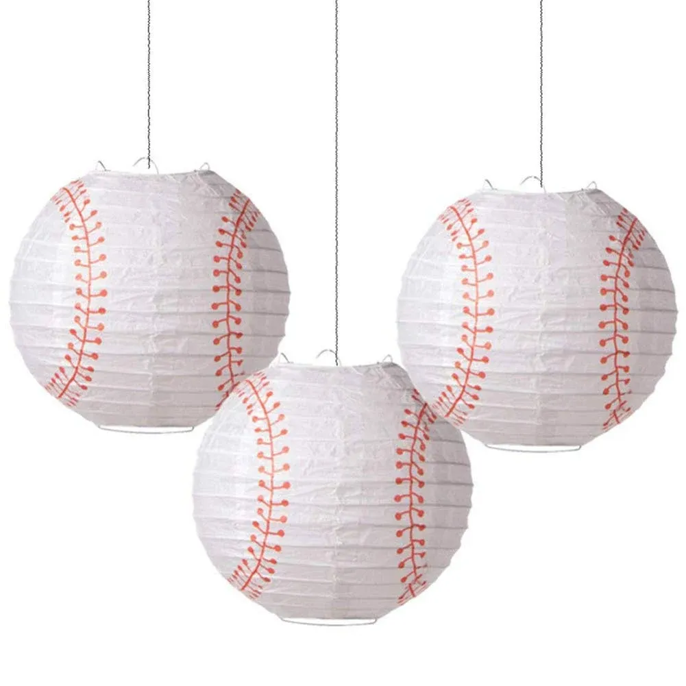 Easy Joy 8&#039;&#039; Baseball Paper Lanterns Sports Team Party 8Inch 3pcs-baseball