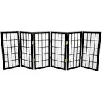 Oriental Furniture 2' Tall Desktop Window Pane Shoji Screen - Black - 6 Panels