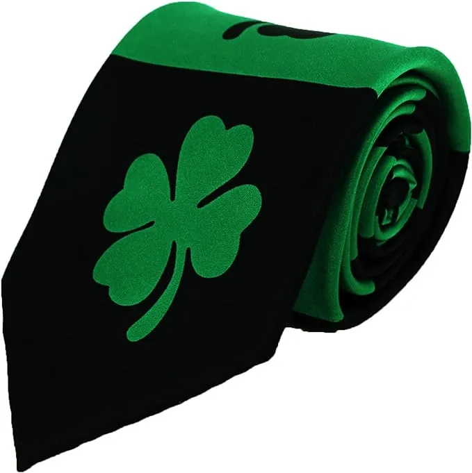  Parquet Men&#039;s Shamrock Clovers Neck Tie - St. Patrick&#039;s Day Collection 