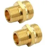 3/4” GHT Male x 1/2” NPT Male Connector, Brass Garden Hose Fitting, Adapter, Industrial Metal Brass Garden Hose to Pipe Fittings Connect (2 Pack)