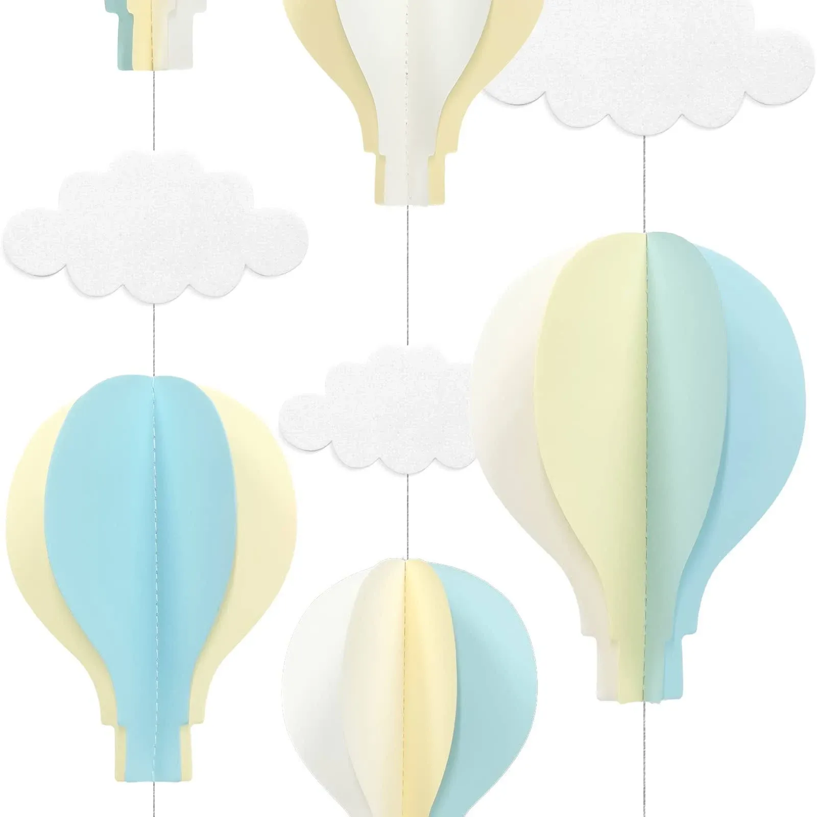 AZOWA Big Size Hot Air Balloon Decorations Light Blue Paper Hanging Garlands Pack ...