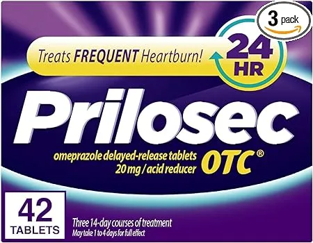 Prilosec 20.6 mg OTC, 42 Tablets (Pack of 3)