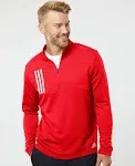 Adidas A482 3-Stripes Double Knit Quarter-Zip Pullover - Team Collegiate Red/ Grey Two L