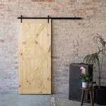 Belleze 36" x 84" Inches DIY Sliding Barn Door Natural Wood Pine Unfinished, Double x