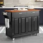 Home Styles Mobile Create-a-Cart White Finish Four Door Cabinet Kitchen Cart with Black Granite Top, Adjustable Shelving