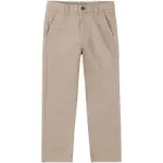 Izod Boys School Uniform Flat Front Twill Pants 8 Khaki, Boy's