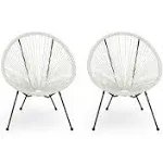 Major Outdoor Hammock Weave Chair With Steel Frame, Set of 2, White, Black, White ...