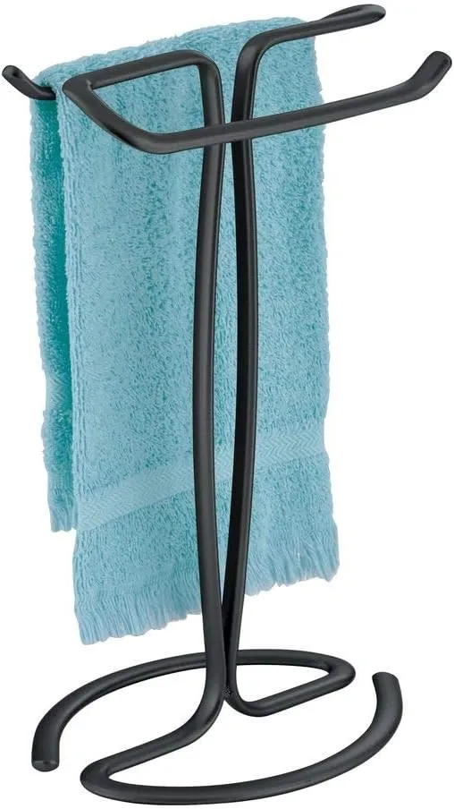 mDesign Metal Countertop Hand Towel Holder for Bathroom Black