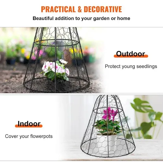 DECOHS 4 Packs Chicken Wire Cloche Plant Protectors from Animals Garden Plant Cage Protector - Wire Plant Protectors to Keep Animals Out