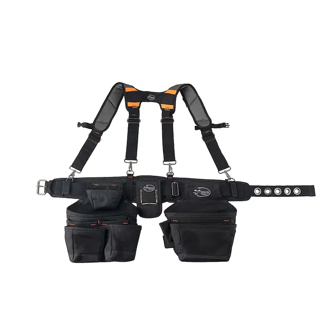 Dead On Tools - 1680 Denier Poly Carpenter’s Tool Belt with Suspenders (HDP400945) , Black