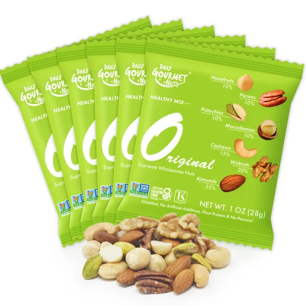 Daily Gourmet Nuts - Original Mixed Nuts / Unsalted Mixed Nuts Snack Packs/ Ind