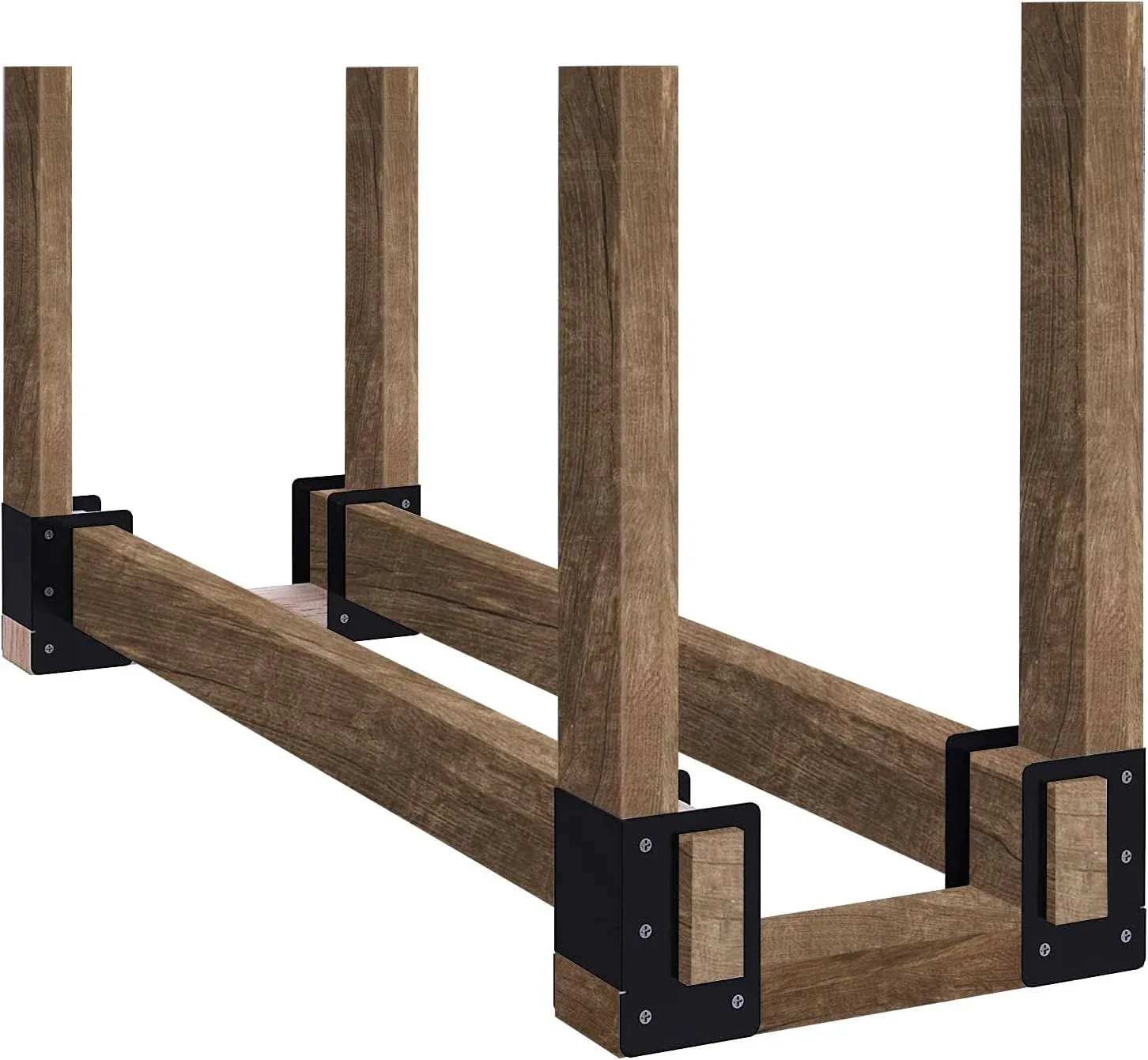 4 Pack Firewood Log Storage Rack Bracket Indoor Outdoor Adjustable Heavy Duty