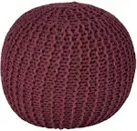 Urban Shop Round Knit Pouf, Wine