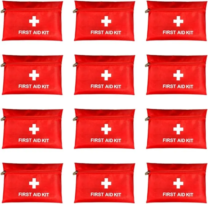 12 Pack Red Empty First Aid Pouches - Waterproof Durable Compact Hiking Camping