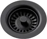 Elkay LKQS35BK Polymer Drain Fitting with Removable Basket Strainer and Rubber Stopper, Black