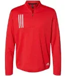 Adidas A482 3-Stripes Double Knit Quarter-Zip Pullover - Team Collegiate Red/ Grey Two L