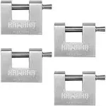 KAWAHA Stainless Steel D-Shaped Padlock with Key for Garage Door, Containers, Shed, Locker and Warehouse