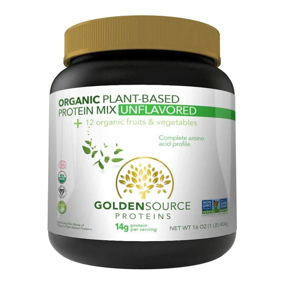 GoldenSource Proteins, French Vanilla, Plant Based Protein Powder, Protein Mix, Protein Powder with 22 Vitamins & Minerals, 15g of Protein, & Complete Amino Acid Profile, Vegan Protein Powder