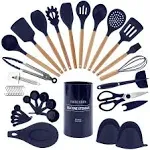 Cooking Utensils Set - 38 Pcs Non-Stick Silicone Spatula Set with Holder, Woo...