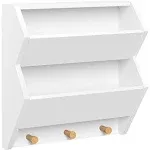 Home 16.38&#034; W x 6.375&#034; D x 16.69&#034; H 2-Shelf KidsCatch-All Wall Shelf with3 Hooks