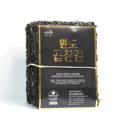 Korea Wando Unroasted Crispy Seaweed Gopchang Gim Nori Savory Chewy (50 sheets)