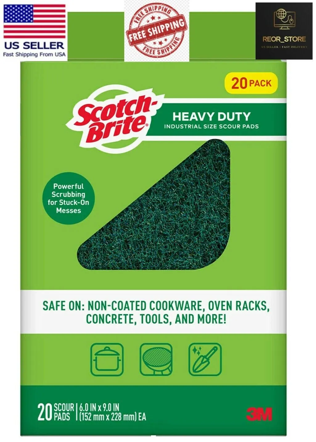 Scotch-Brite Heavy Duty Industrial Sized Scour Pads (20Ct.)