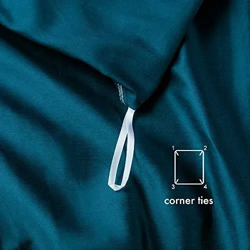 MILDLY 100% Long-Staple Cotton Duvet Cover Peacock Blue Morden Sateen Weave Luxury Comforter Cover Set King Size with Zipper Closure & Corner Tie (No Comforter)