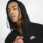 Nike Men's Sportswear Club Fleece Full-Zip Hoodie - Black/Black/White - L