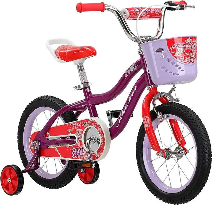 Schwinn Elm Girls Bike for Toddlers and Kids Purple 14-inch Wheels