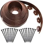 40 Ft Landscape Edging Kit, Brown Garden Edging Border with 40 Edging Stakes, Plastic Landscaping Edging Roll for Flower Bed Lawn Driveway Yard