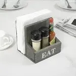 2 Compartment Vintage Gray Wood Napkin Holder Rack w/ Bold Printed EAT Lettering  | eBay