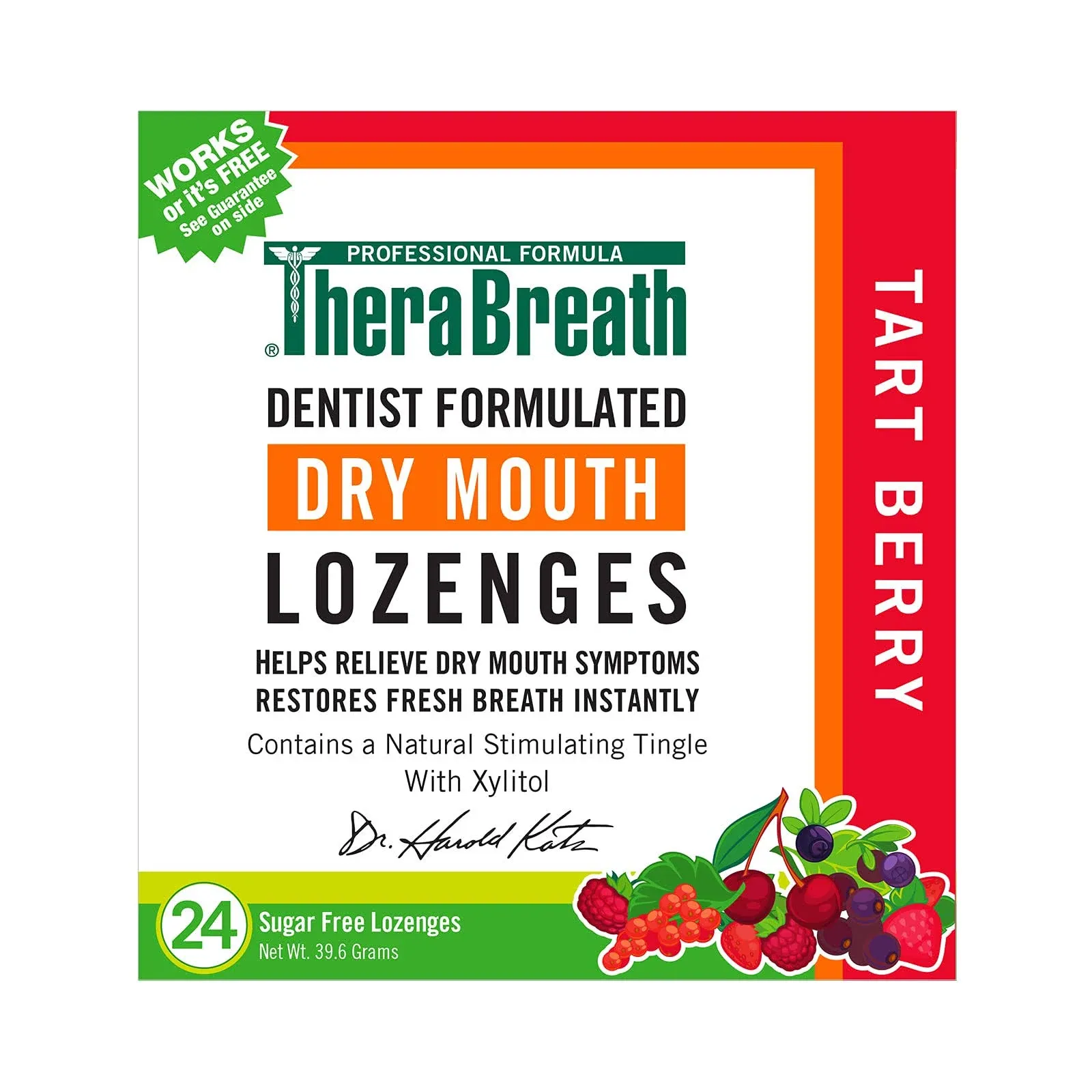 TheraBreath Dry Mouth Lozenges Tart Berry 24 Lozenges