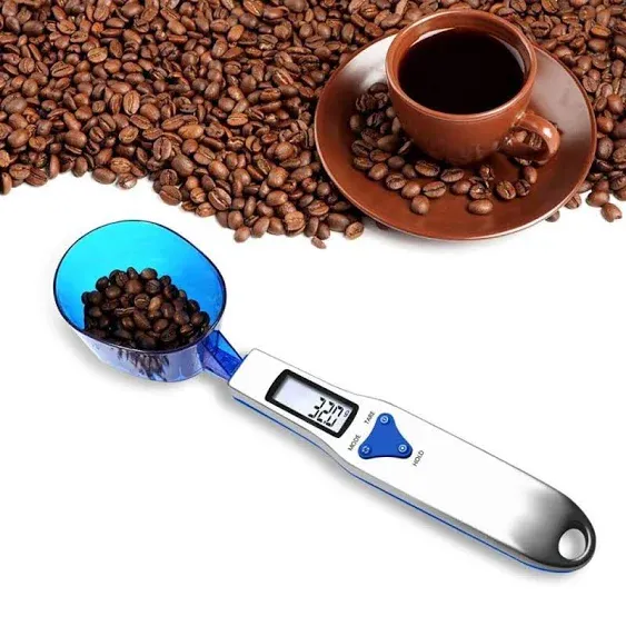 Kitchen Scale Spoon Gram Measure Scoop, 500g/0.1g Blue Cute Digital Weight Scale Spoon Milligram Measuring Scoop Grams Electronic Measuring Cup for Portioning Tea, Flour, Spices, Medicine 4 pieces