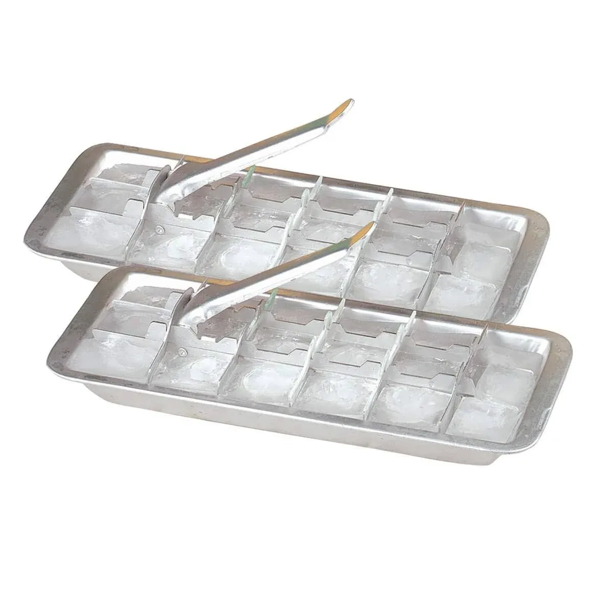 Vintage Kitchen Aluminum Metal Ice Cube Trays, Set of 2