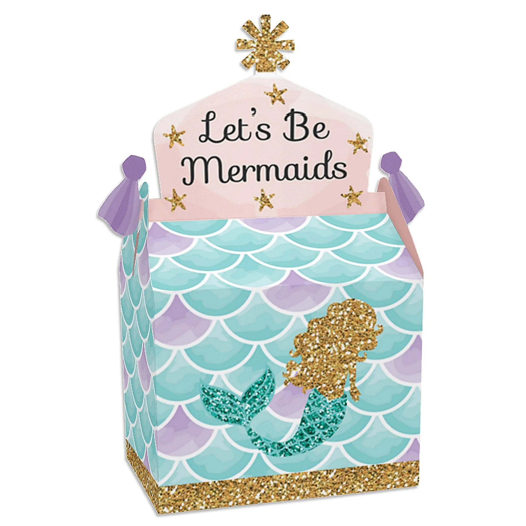 "Let's Be Mermaids - Treat Box Party Favors - Party Goodie Gable Boxes - 12 Ct"