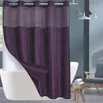 Conbo Mio Purple Hotel Grade Fabric Shower Curtain with Snap in Liner for Bathroom with See Through Top Window, Spa, Machine Was