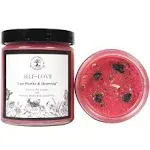 Self-Love Affirmation Soy Candle with Thulite Crystals for Acceptance, Self-Worth, Healing & Loss