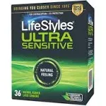 LifeStyles Sensación ultra sensible Sensación natural Lubricó condones de látex, negro, 40 cuentas (1746)