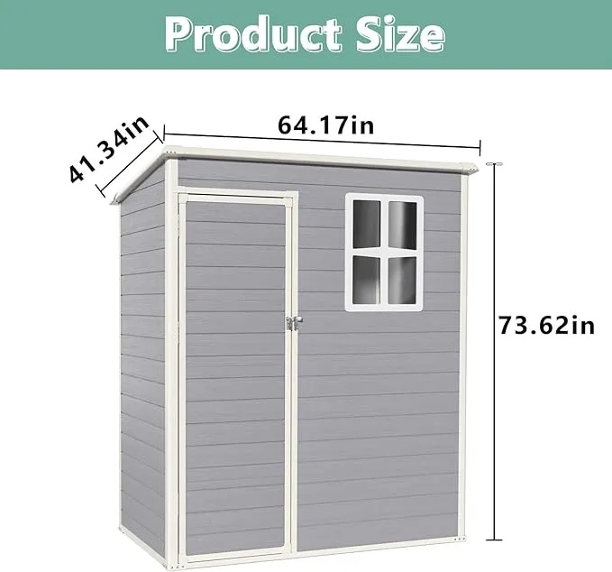 Aoxun 5’x3’ Outdoor Storage Shed, Resin Garden Shed for Bike, Tool, Garbage Can ...