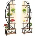 YIFOR 2 PCs 6 Tier Metal Plant Stand Half Moon Plant Shelf Holder