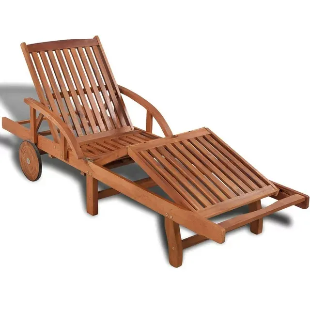 Outdoor Sectional Sofa Patio Sun Lounger with Cushions Solid Acacia Wood vidaXL