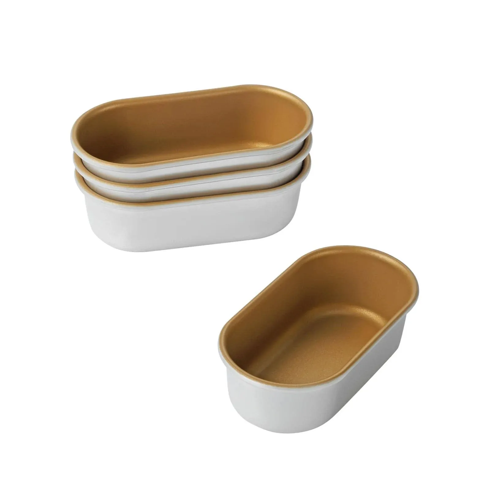 Marimer FORBAKE Non-Stick Oval Cake & Loaf Pan Set - 4-Pack Golden Aluminum ...