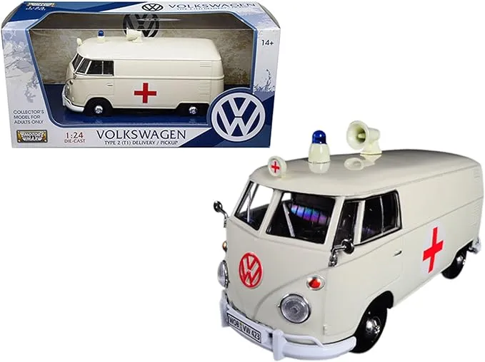 Motormax Volkswagen Type 2 T1 Ambulance Cream 1/24 Diecast Model Car 79565