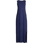 Lands' End Women's Cotton Jersey Sleeveless Swim Cover-up Maxi Dress