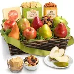 Classic Fresh Fruit Basket Gift with Crackers, Cheese and Nuts for Christmas, Holiday, Birthday, Corporate