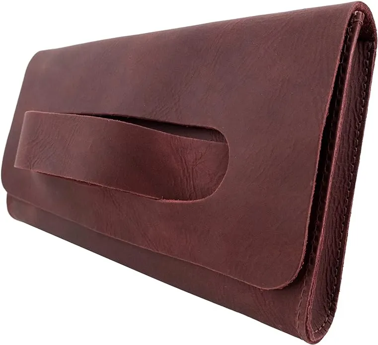 Hide & Drink, Rectangular Clutch Bag With Handle, Wallet for Cards, Money, Stylish Handbag, Full Grain Leather, Handmade