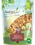 Food to Live Organic Dry Roasted Whole Cashews, 1 Pound Non-GMO, Unsalted, Oven Roasted Nuts, No Oil Added, Kosher, Vegan, BULK. Crunchy Texture.